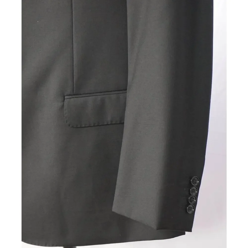 $1,495 EMPORIO ARMANI - Solid Black 130's Wool Blazer - 48R
